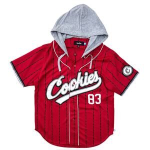 Cookies SF Clothing Mens Puttin In Work Embroidered Hooded Baseball Jersey Shirt